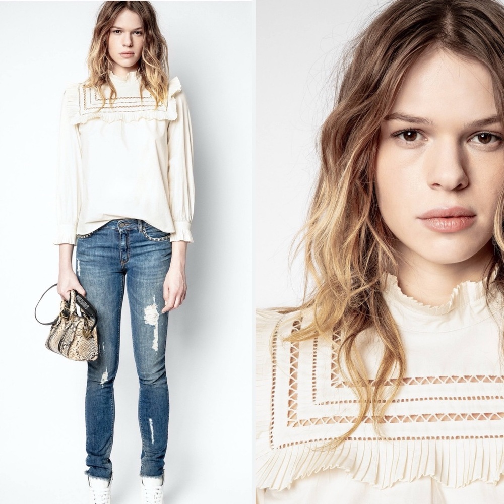 Zadig & Voltaire Trace Popeline Tunic Top Medium
